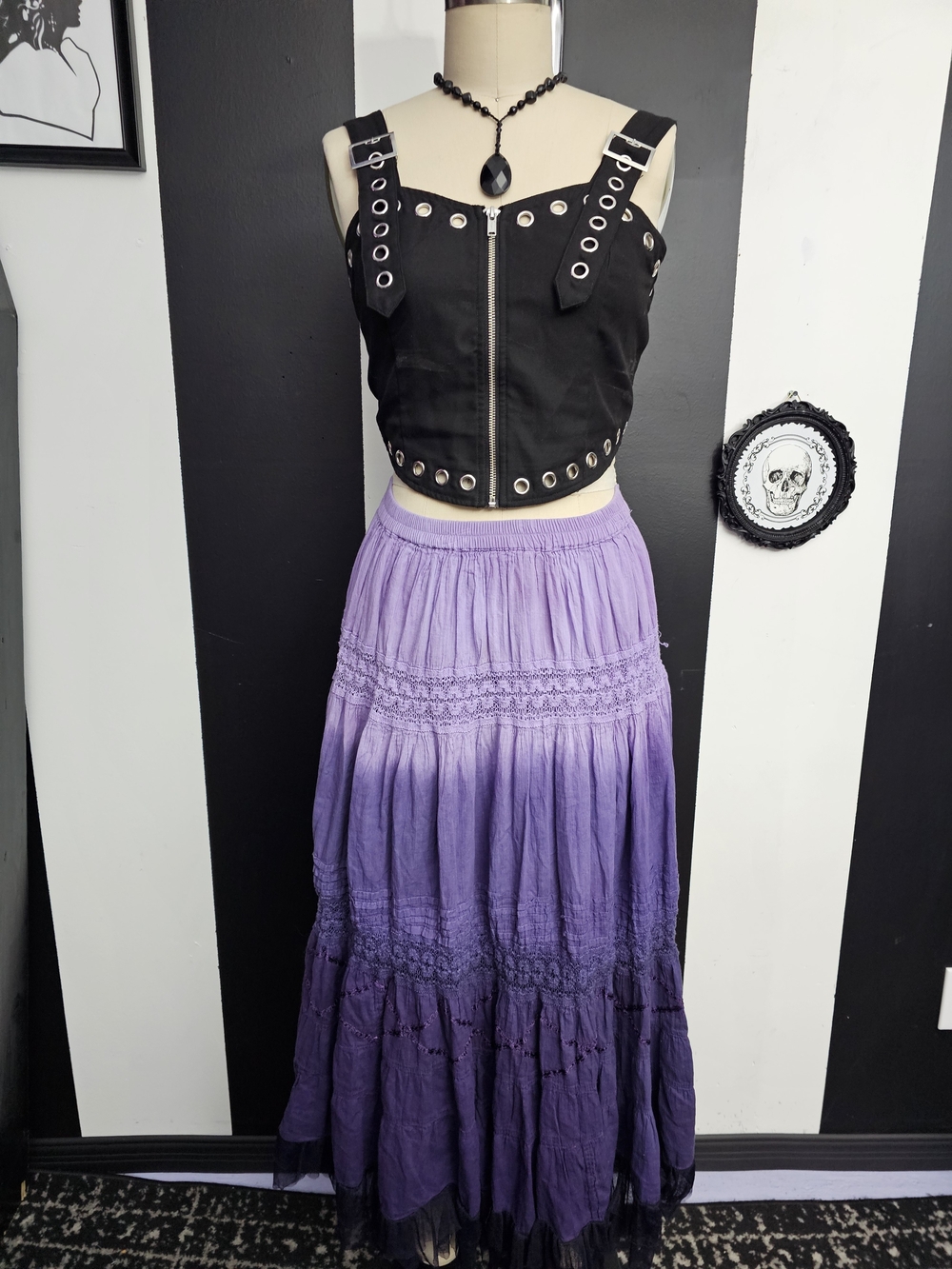 Vintage Lavender to Deep Purple Ombre Maxi Skirt